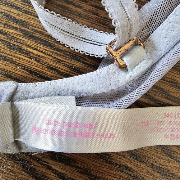 Pink Victoria's Secret Gray Floral Print Date Push Up Bra Size Women's 34C - Picture 7 of 7